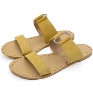 Topshop Yellow Suede Leather Summer Hooray Ring Slide Sandals Size 38 US 7.5
